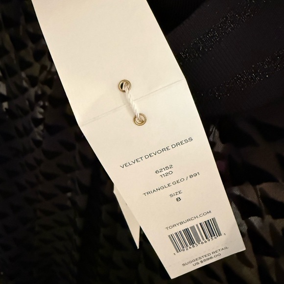 Tory Burch Velvet Devore with Long Sleeve Mock Neck Fit and Flare Midi Dress - Picture 4 of 5